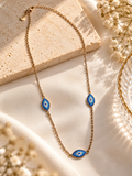 Blue Evil Eye Gold-Tone Link Necklace – Nazar Necklace