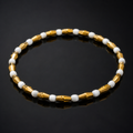 Golden White Bead Bracelet – Minimalist Gold-Tone Statement Bracelet